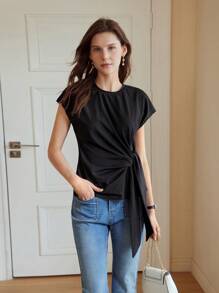 MOTF PREMIUM 打結側邊蝙蝠袖T恤