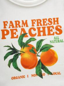 INAWLY Summer Casual Orange/Letter Printed Tank Top FARM FRESH PEACHES ORGANIC I NON 10 LOCAL - White - View 6
