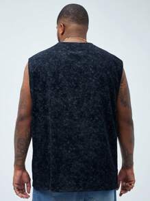 Manfinity VCAY 男士加大碼休閒針織花卉印花無袖背心，適合夏季和日常穿著