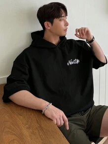 DAZY Men's Autumn Letter Printed Casual Hooded Long Sleeve Sweatshirt