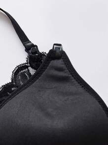 Maternity Nursing Bra With Contrast Lace, 1pc, Lingerie - Black - View 7