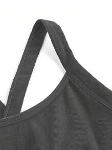 SHEIN Sport Studio Top sportivo asimmetrico a collo attillato, canotta da allenamento