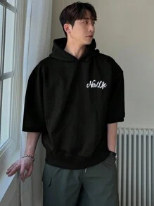 DAZY Men's Autumn Letter Printed Casual Hooded Long Sleeve Sweatshirt