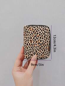 ROMWE Grunge Punk Y2K風格熱門女孩短款卡其豹紋錢包，多功能卡片套 - 彩色 - 查看 5