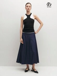 BizChic 2 pièces Débardeur et Top noir de tenue de travail de bureau pour femme d'affaires, tenue décontractée en tricot sans manches monochromatique