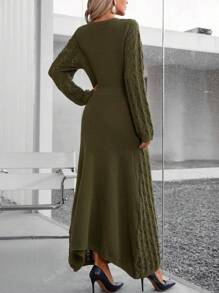 Knit Mix Mori Style Long Sleeve Hollow Knitted Dress (Random Pattern)