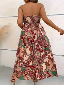 Breezaya Robe d'été élégante pour femme grande taille avec imprimé floral et encolure ras-du-cou, Idéale pour les vacances - Multicolore - Voir 2