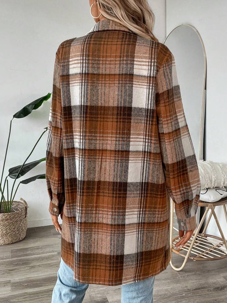Fall-Winter Plaid Shirt-Style Casual Vintage Sports Regular Jacket For Women