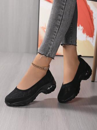 Ladies' Lace Casual Sports Shoes, Fashionable, Comfortable And Breathable, New Style With Hollow-Out Design And Air Cushion, For Spring And Summer