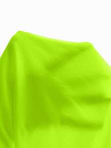 EMERY ROSE 女式夏季抽象脸部印花不对称领休闲 T 恤图案 T 恤女式上衣 - 綠色 - 查看 7