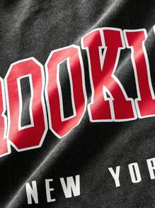 Manfinity VCAY Men's Loose Fit Sleeveless Round Neck Tank Top With English Letter Print, Suitable For Summer - Dark Grey - View 6