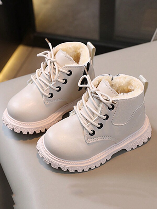 Baby Mädchen & Jungen Winterstiefel, Kinderschuhe mit Seitlichem Reißverschluss, Schnürung, thermisch gefüttert, warm, lässig, modische Kinderschuhe