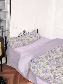 Fairycore Fresh Blue Flower Printed Bedding Set, 3pcs - Multicolor - View 1