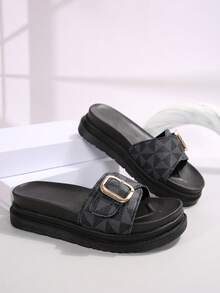 女士夏季新款舒適日常涼鞋，休閒百搭鞋 - 藏蓝色 - 查看 4