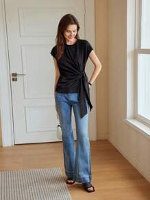 MOTF PREMIUM 打結側邊蝙蝠袖T恤