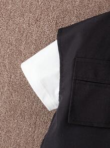 Bộ 3 món thường ngày dành cho nam trẻ với áo vest không tay có cổ, áo thun ngắn tay cổ tròn, quần dài có túi, thích hợp để mặc hàng ngày, thoáng khí và thoải mái cho các hoạt động ngoài trời, du lịch, đi học, hoàn hảo cho học kỳ mùa xuân và mùa thu - màu đen - Xem 5