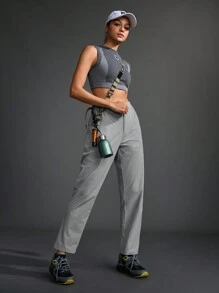 In My Nature Women's Solid Color Simple Daily Sports Pants - Light Grey - View 5
