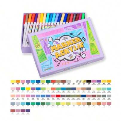 1 盒 48/60/84 色丙烯酸绘画笔，细头软头防水无味马克笔，适用于艺术绘画，48/60/84 色可选