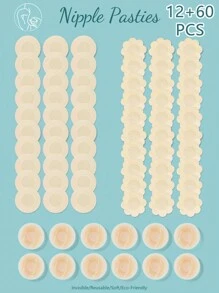 72pcs Ultra-Thin Disposable Concealing Nipple Cover Boob Pads Set, Both For Men And Women - Apricot - View 1