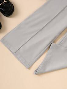 Young Girls Button Front Vest Jacket & Wide Leg Pants For Summer - Grey - View 3