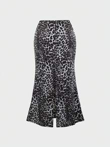 Sweetra Leopard Print Mermaid Hem Skirt - Multicolor - View 2