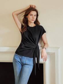 MOTF PREMIUM 打結側邊蝙蝠袖T恤