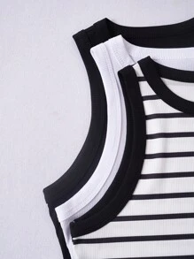 Breezaya 3pcs Striped Tank Top For Summer - Multicolor - View 4
