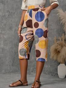 EMERY ROSE Polka Dot Print Slant Pocket Pants For Summer - Multicolor - View 4