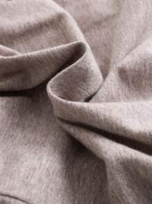 Cozy Pixies 2pcs Newborn Baby Boy, Plain Knitted Soft Round Neck Long Sleeve Footed Jumpsuit Set Print - Khaki - View 9