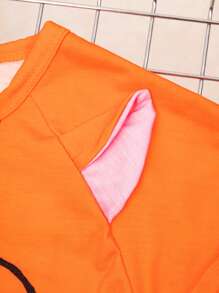 Baby Girls Cartoon Graphic Tee & Pants For Spring & Summer - Orange - View 4