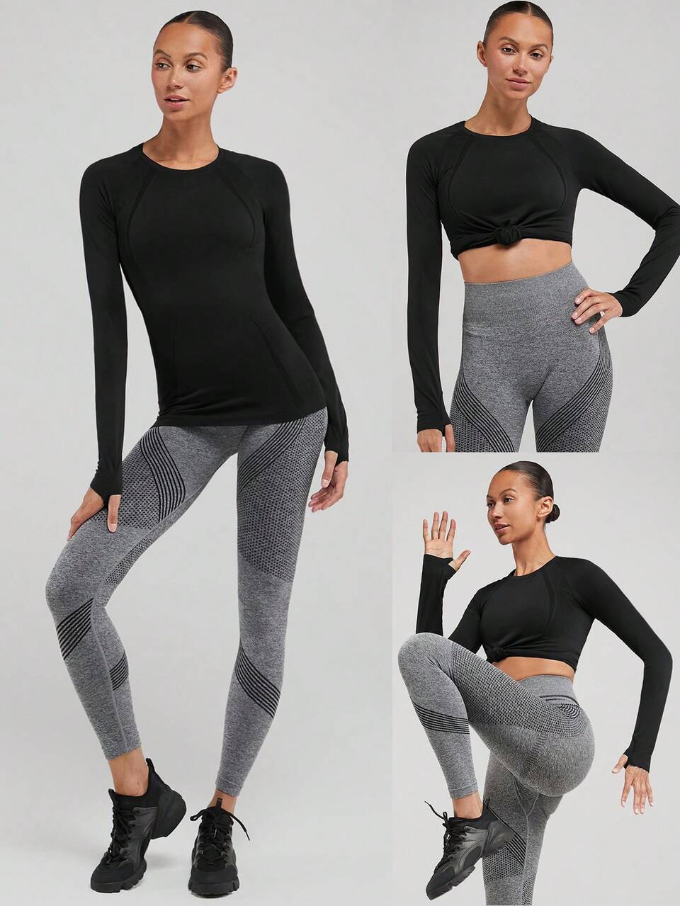 Seamless Slimfit Long Sleeve Top Hip Length Moisture Wicking Antibacterial Breathable Lightweight