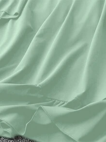 SHEIN LUNE Plus Size Women's Solid Color Simple Daily Wear Dress - Green - View 3