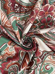 Breezaya Robe d'été élégante pour femme grande taille avec imprimé floral et encolure ras-du-cou, Idéale pour les vacances - Multicolore - Voir 3