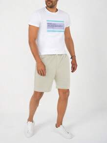 RueChic Men Coconut Tree Print Drawstring Waist Shorts - Apricot - View 5