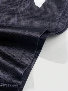 ROMWE MEN Street Life Men's Summer Letter & Stripe Short Sleeve Casual Jersey Polo Shirt, School - Black - View 5