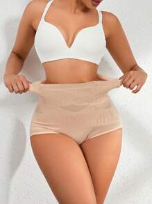 Women's Simple Elastic Daily Wear Body Shaping Butt Lifting Pants - Apricot - View 4