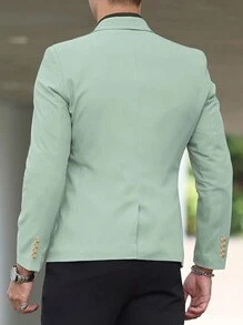 Manfinity Mode Men's Single-Breasted Suit Jacket, Leisure Suit, Suitable For Weddings - Green - View 2