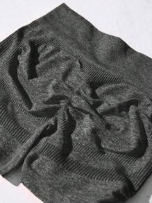 SHEIN Basic High-Elasticity Seamless Tummy Control Yoga Shorts With Wide Waistband, Compression For Buttocks - Grey - View 7