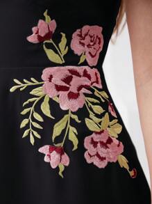 Modelyn Floral Embroidery Puff Sleeve Elegant Long Dress Long Evening Dresses
