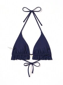 Swim Mod Women's Solid Color Simple Daily Swimwear Top Summer - Navy Blue - View 6