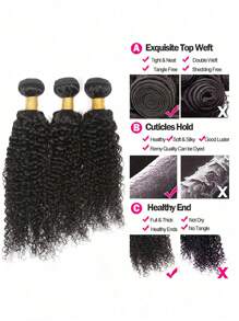 4pcs/Pack+4*1pc Bundle+8-30inch+Long Hair+Kinky Curly+Real Hair Braiding Weft - Natural Black - View 7