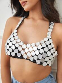 SHEIN BAE 1 件女式 SXY、可爱、奢华、街头风格金属/金属时尚服装链，适合休闲、夜店、派对