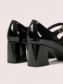 CUCCOO DOLLMOD Fashionable Black Mary Jane Round Toe High Heel Shoes For Women Spring Shoes Spring Break Easter