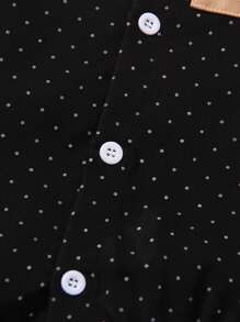 2 件套幼儿波尔卡圆点长袖领结衬衫搭配工装裤，绅士装，适合日常休闲装、表演装、派对装、万圣节装、圣诞节装、宝宝的第一个母亲节装、家庭装