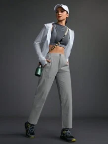 In My Nature Women's Solid Color Simple Daily Sports Pants - Light Grey - View 7