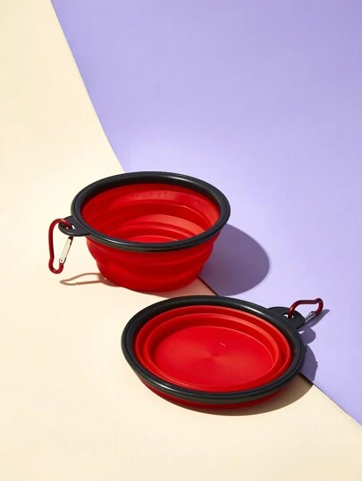 PETSIN 1pc Portable Outdoor Dog Bowl Wholesale Folding Pet Bowl Slow Feeder Silicone Hanging Feeding Bowl For Dogs And Cats