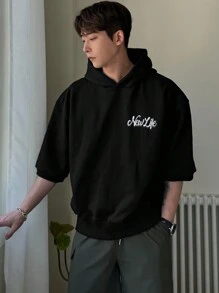 DAZY Men's Autumn Letter Printed Casual Hooded Long Sleeve Sweatshirt