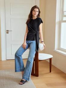 MOTF PREMIUM 打結側邊蝙蝠袖T恤