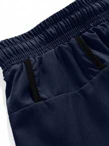 Men's Solid Color Minimalist Casual Sporty Lightweight Breathable Quick-Dry Shorts - Navy Blue - View 7