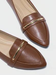 Fall/Winter Women's Pointed Toe Ballet Flats, Lightweight, Comfortable, Daily Wear Flat Shoes,Loafer - Brown - View 4